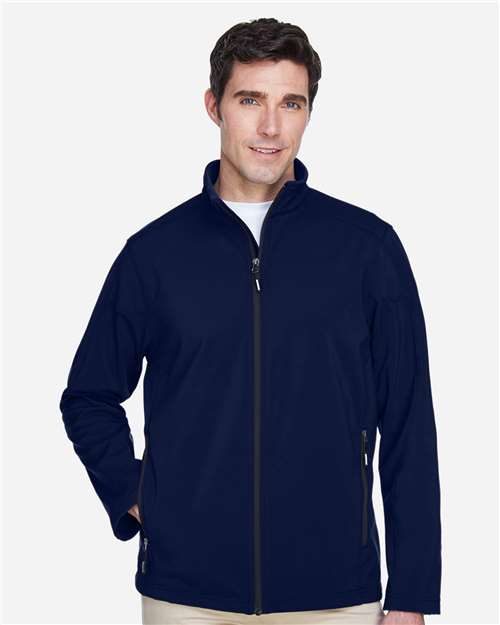 Men's Cruise Two-Layer Fleece Bonded Soft Shell Jacket - - 13235 Classic Navy 228A7 7-7.9 oz 88184 AB Exclusive Brands CA New ab CORE365 Explore Medical & Med Spa Explore Medical & Med Spa Staff Uniforms Fleece Full-Zips Jackets Long Sleeves Media Pocket Mens & Unisex New AB Outerwear Performance Pockets Polyester S&S Exclusive Brands Soft Shells Spandex Water Resistant Zips