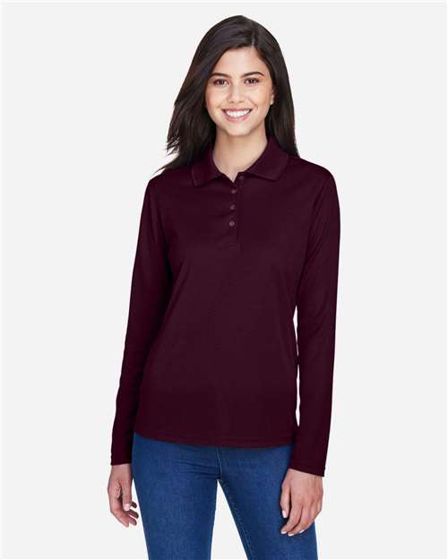 CORE365 78192, Women's Pinnacle Performance Long Sleeve Piqué Polo, Burgundy