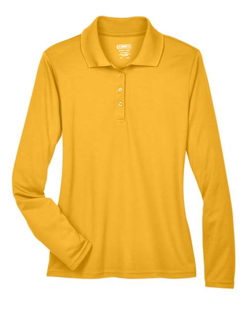 CORE365 78192, Women's Pinnacle Performance Long Sleeve Piqué Polo, Campus Gold