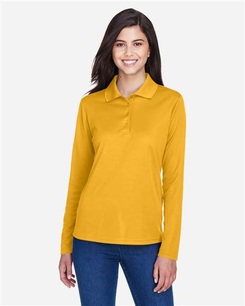 CORE365 78192, Women's Pinnacle Performance Long Sleeve Piqué Polo, Campus Gold