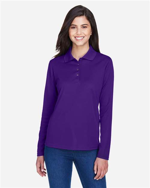 CORE365 78192, Women's Pinnacle Performance Long Sleeve Piqué Polo, Campus Purple