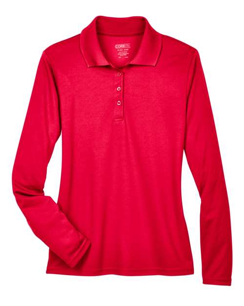 CORE365 78192, Women's Pinnacle Performance Long Sleeve Piqué Polo, Classic Red