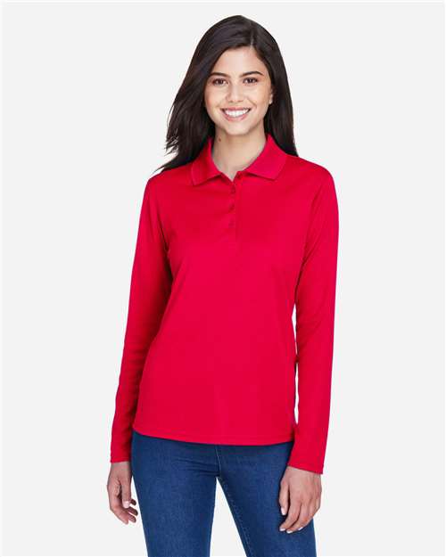 CORE365 78192, Women's Pinnacle Performance Long Sleeve Piqué Polo, Classic Red