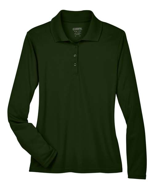 CORE365 78192, Women's Pinnacle Performance Long Sleeve Piqué Polo, Forest