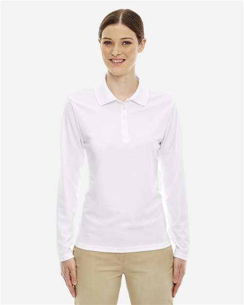 CORE365 78192, Women's Pinnacle Performance Long Sleeve Piqué Polo, White