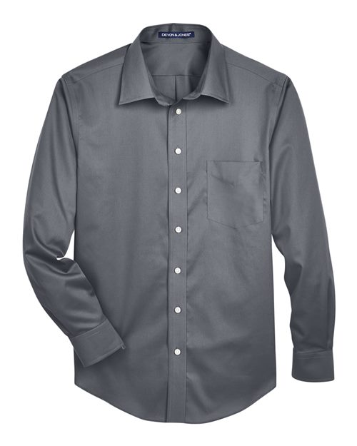 Devon & Jones DG530, Men's Crown Collection Solid Stretch Twill Woven Dress Shirt, Graphite