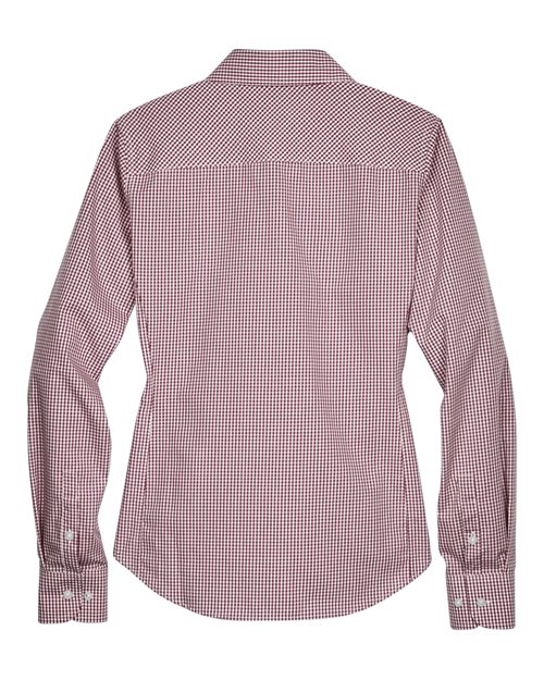 Devon & Jones D640W, Women's Crown Collection Gingham Check Woven Dress Shirt, Burgundy