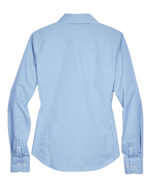Devon & Jones D640W, Women's Crown Collection Gingham Check Woven Dress Shirt, French Blue