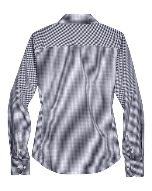 Devon & Jones D640W, Women's Crown Collection Gingham Check Woven Dress Shirt, Navy