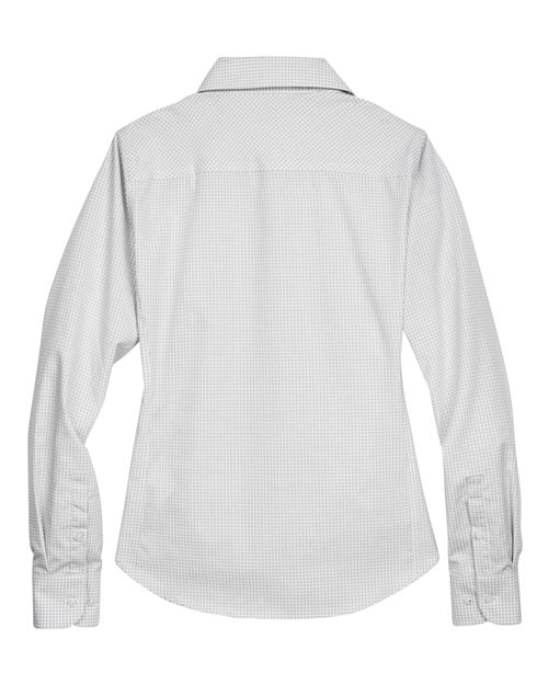 Devon & Jones D640W, Women's Crown Collection Gingham Check Woven Dress Shirt, Silver