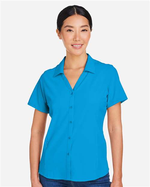 CORE365 CE510W, Women's Ultra Uvp Marina Shirt, Electric Blue