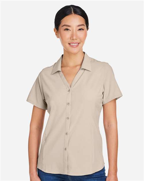 CORE365 CE510W, Women's Ultra Uvp Marina Shirt, Stone