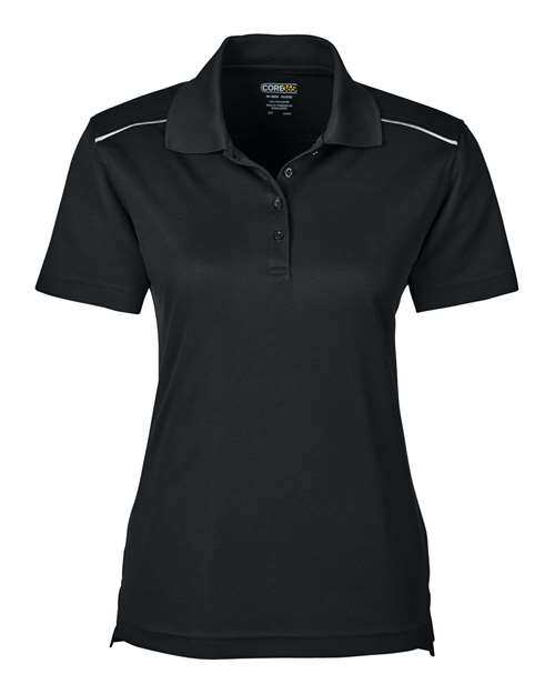 CORE365 78181R, Women's Radiant Performance Piqué Polo With Reflective Piping, Black
