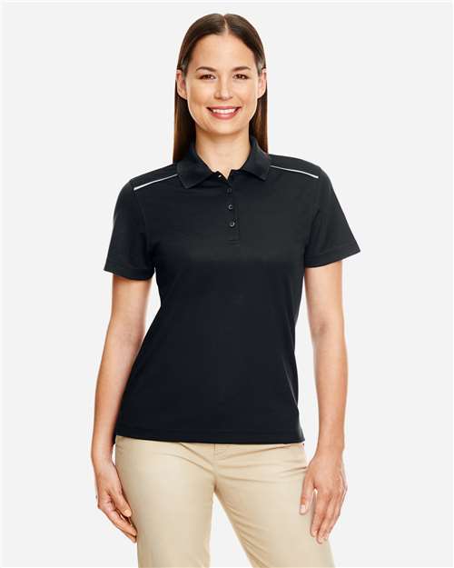 CORE365 78181R, Women's Radiant Performance Piqué Polo With Reflective Piping, Black