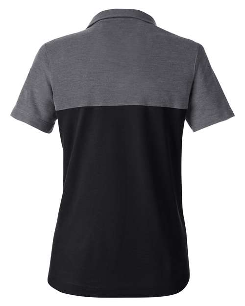 CORE365 CE112CW, Women's Fusion Chromasoft Colorblock Polo, Black/ Carbon Heather