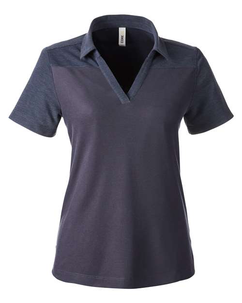 CORE365 CE112CW, Women's Fusion Chromasoft Colorblock Polo, Classic Navy/ Classic Navy Heather
