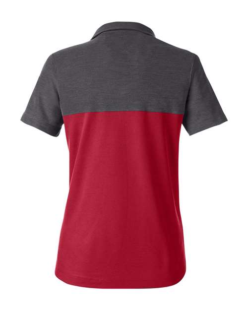 CORE365 CE112CW, Women's Fusion Chromasoft Colorblock Polo, Classic Red/ Carbon Heather