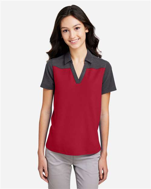 CORE365 CE112CW, Women's Fusion Chromasoft Colorblock Polo, Classic Red/ Carbon Heather