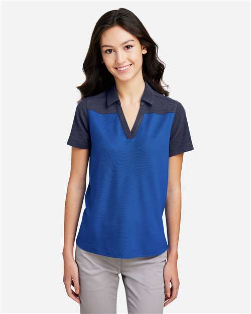 CORE365 CE112CW, Women's Fusion Chromasoft Colorblock Polo, True Royal/ Classic Navy Heather