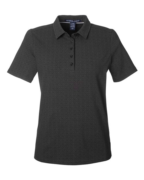 Devon & Jones DG101W, Women's Crownlux Performance Geo Polo, Black/ Graphite