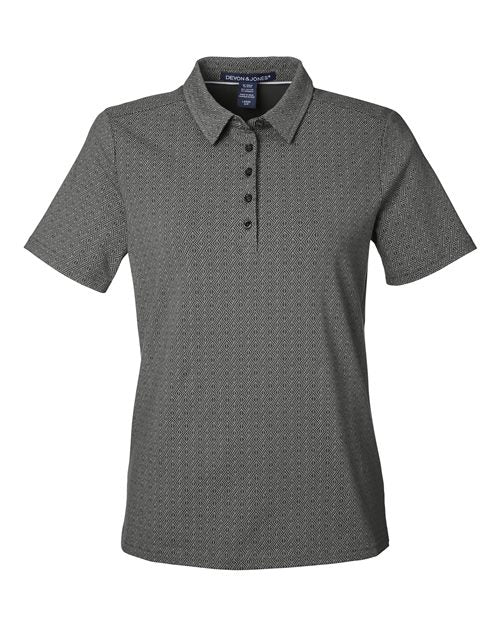 Devon & Jones DG101W, Women's Crownlux Performance Geo Polo, Graphite/ Silver
