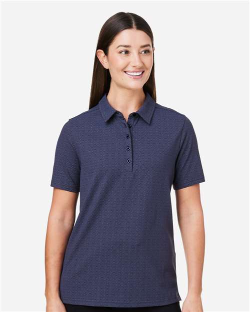Devon & Jones DG101W, Women's Crownlux Performance Geo Polo, Navy/ French Blue
