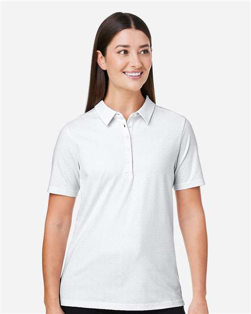 Devon & Jones DG101W, Women's Crownlux Performance Geo Polo, White/ Silver