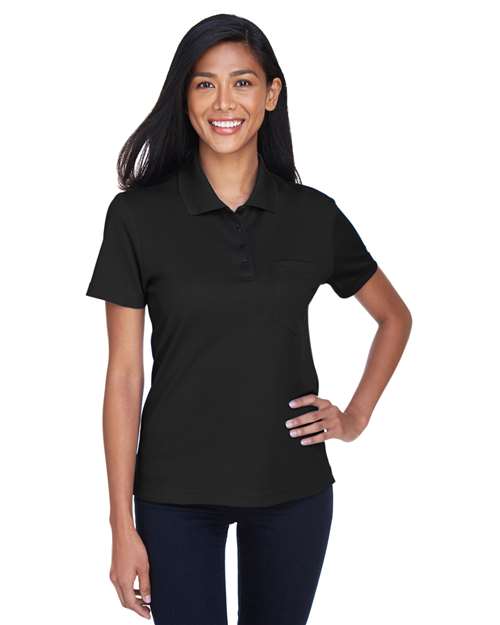 Women's Origin Performance Piqué Polo with Pocket - - 13248 Black 206A7 4-4.9 oz 78181P AB Exclusive Brands Activewear Antimicrobial CA New ab CORE365 Moisture-Management New AB Performance Pique Pockets Polos Polos & Knits Polyester - 100% S&S Exclusive Brands Safety Short Sleeves Side Seams Spiritwear Sport Shirts Sun/UV Protection Tops Womens