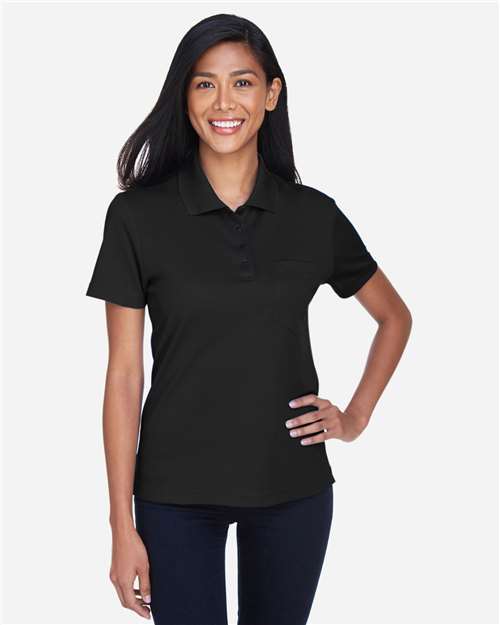 CORE365 78181P, Women's Origin Performance Piqué Polo With Pocket, Black