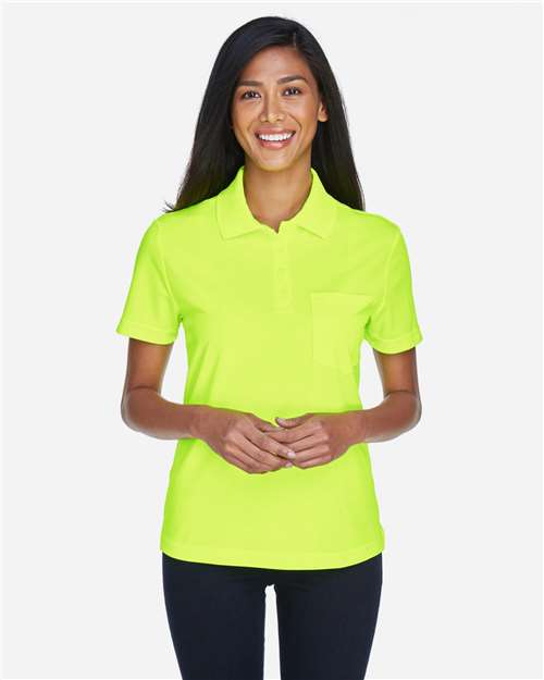 CORE365 78181P, Women's Origin Performance Piqué Polo With Pocket, Safety Yellow