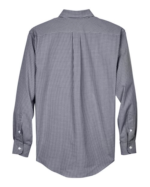 Devon & Jones D640, Men's Crown Collection Gingham Check Woven Dress Shirt, Navy