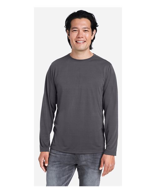 Unisex Fusion ChromaSoft™ Performance Long Sleeve T-Shirt - - 13253 Carbon 271A7 4-4.9 oz AB Exclusive Brands Activewear Antimicrobial CA New ab CE111L CORE365 Crewneck Long Sleeves Mens & Unisex Moisture-Management New AB Performance Polyester - 100% Pullovers S&S Exclusive Brands Safety Spiritwear T-Shirts T-Shirts - Long Sleeve Tear Away Tops
