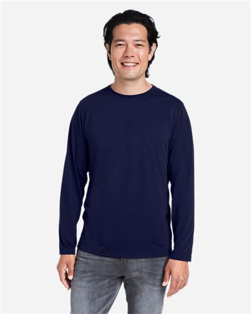 CORE365 CE111L, Unisex Fusion Chromasoft Performance Long Sleeve T-shirt, Classic Navy