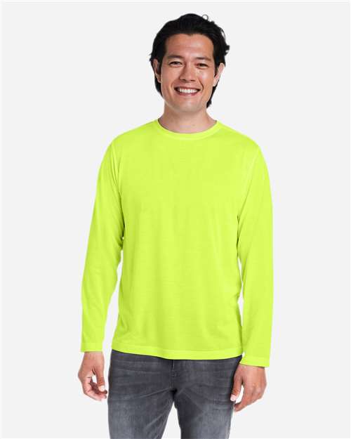 CORE365 CE111L, Unisex Fusion Chromasoft Performance Long Sleeve T-shirt, Safety Yellow