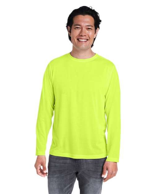 Unisex Fusion ChromaSoft™ Performance Long Sleeve T-Shirt - - 13253 Safety Yellow 271A7 4-4.9 oz AB Exclusive Brands Activewear Antimicrobial CA New ab CE111L CORE365 Crewneck Long Sleeves Mens & Unisex Moisture-Management New AB Performance Polyester - 100% Pullovers S&S Exclusive Brands Safety Spiritwear T-Shirts T-Shirts - Long Sleeve Tear Away Tops
