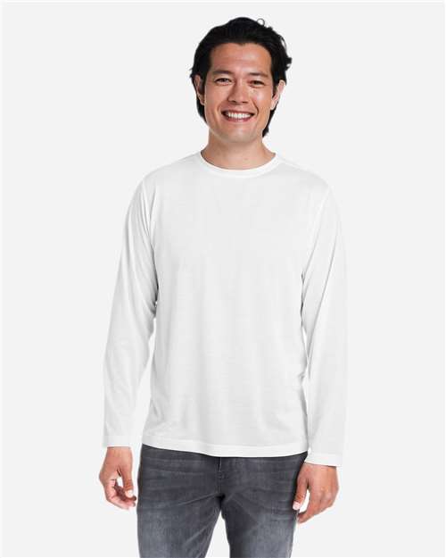 CORE365 CE111L, Unisex Fusion Chromasoft Performance Long Sleeve T-shirt, White