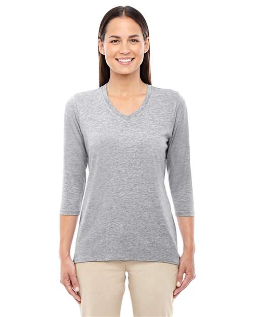 Women's Perfect Fit™ Bracelet-Length V-Neck Top - - 13256 GREY HEATHER 3/4 Sleeves 5-5.9 oz 722B2 AB Exclusive Brands CA New ab Cotton Devon & Jones DP184W Knit New AB Polos & Knits Rayon S&S Deep Deals S&S Exclusive Brands Spandex T-Shirts - Long Sleeve Tops V-Neck Womens