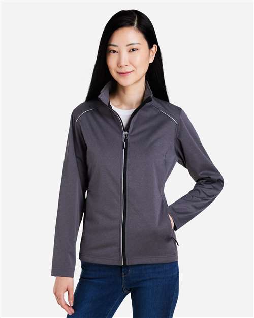 CORE365 CE708W, Women's Techno Lite Three-layer Knit Tech-shell, Carbon Heather