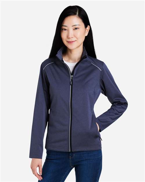 CORE365 CE708W, Women's Techno Lite Three-layer Knit Tech-shell, Classic Navy Heather