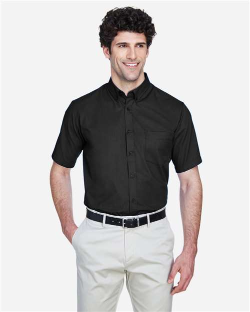CORE365 88194, Men's Optimum Short Sleeve Twill Dress Shirt, Black