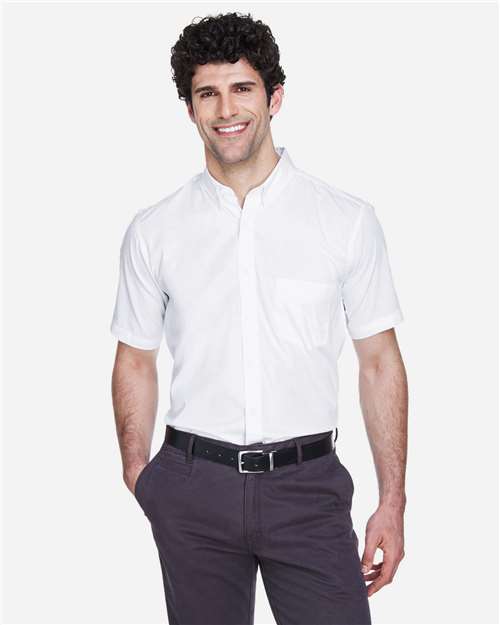 CORE365 88194, Men's Optimum Short Sleeve Twill Dress Shirt, White