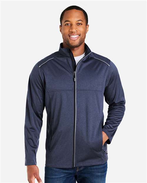 CORE365 CE708, Men's Techno Lite Three-layer Knit Tech-shell, Classic Navy Heather
