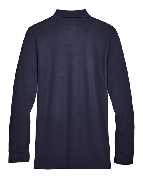 Devon & Jones DG20L, Men's Crownlux Performance Plaited Long Sleeve Polo, Navy