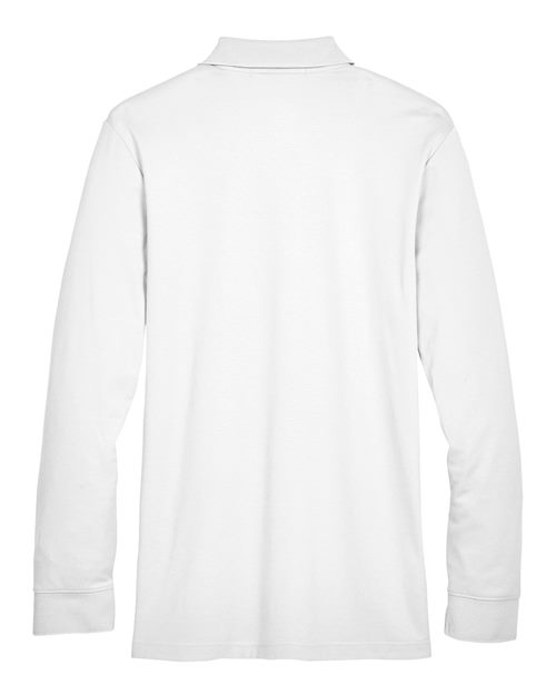 Devon & Jones DG20L, Men's Crownlux Performance Plaited Long Sleeve Polo, White