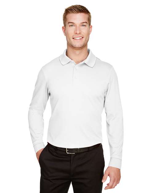 Men's CrownLux Performance® Plaited Long Sleeve Polo - - 13263 White 5-5.9 oz 635B2 AB Exclusive Brands Back to School 2025 CA CA New ab Cotton Devon & Jones DG20L Long Sleeves Mens & Unisex Moisture-Management New AB Performance Pique Polos Polos & Knits Polyester S&S Exclusive Brands Side Seams Sport Shirts Sun/UV Protection Tops