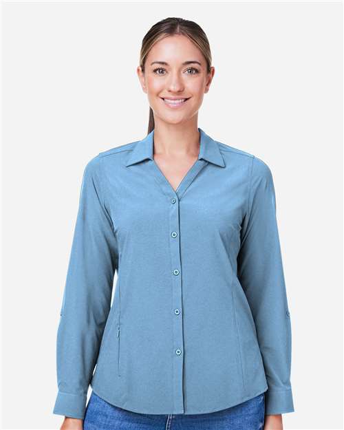 CORE365 CE510LW, Women's Ultra Uvp Marina Shirt, Columbia Blue