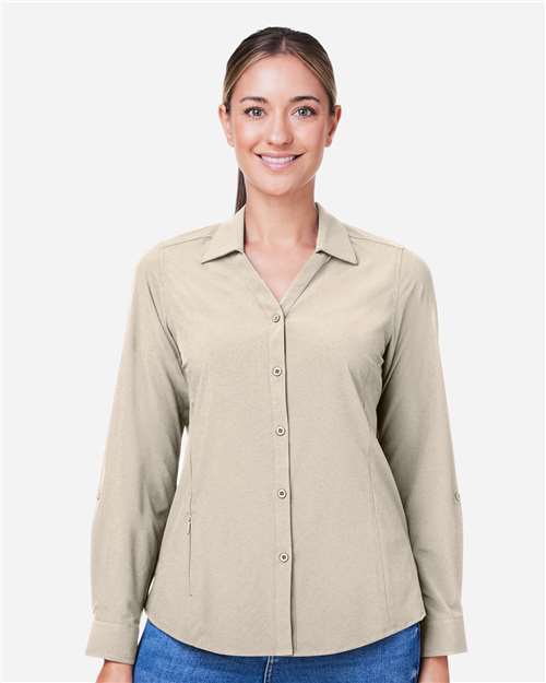 CORE365 CE510LW, Women's Ultra Uvp Marina Shirt, Stone