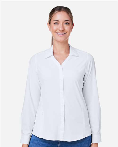 CORE365 CE510LW, Women's Ultra Uvp Marina Shirt, White