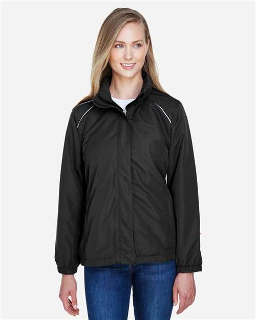 Women's Profile Fleece-Lined All-Season Jacket - - 13265 Black 220A7 78224 AB Exclusive Brands CA New ab CORE365 Full-Zips Hooded Jackets Long Sleeves Media Pocket New AB Outerwear Performance Pockets Polyester - 100% S&S Deep Deals S&S Exclusive Brands Water Resistant Womens Zips