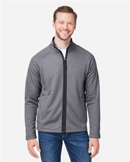 CORE365 CE72, Men's Venture Heathered Stripe Full-zip Jacket, Black/ White